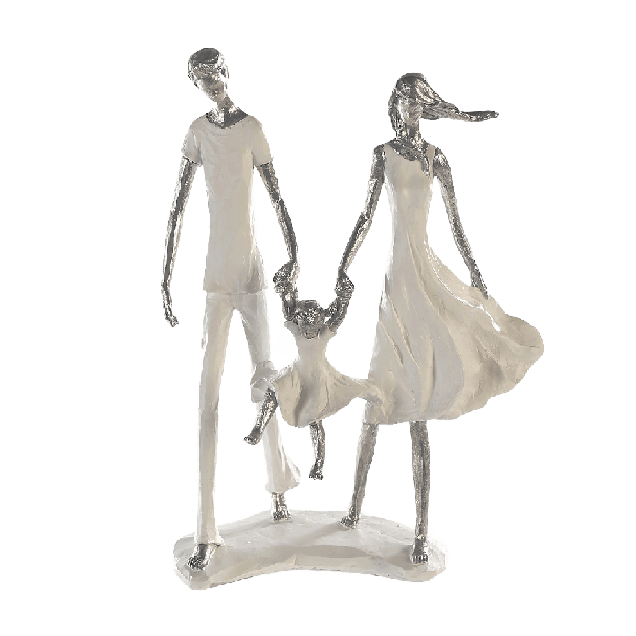 White and Silver Family Sculpture 31cm - ORNAMENTS - Beattys of Loughrea