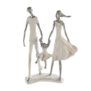 White and Silver Family Sculpture 31cm - ORNAMENTS - Beattys of Loughrea