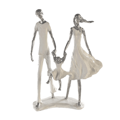 White and Silver Family Sculpture 31cm - ORNAMENTS - Beattys of Loughrea