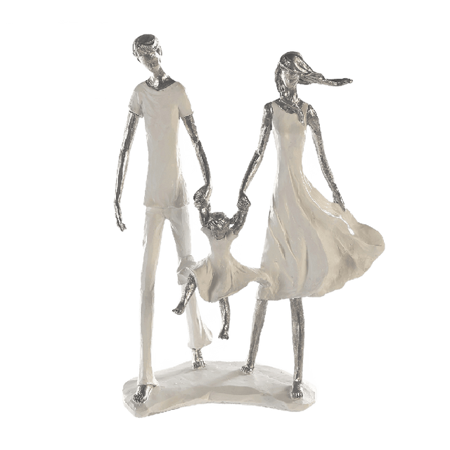 White and Silver Family Sculpture 31cm - ORNAMENTS - Beattys of Loughrea
