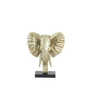 Ornament on Base 30 x 15 x 35.5cm ELEPHANT Light Gold - ORNAMENTS - Beattys of Loughrea