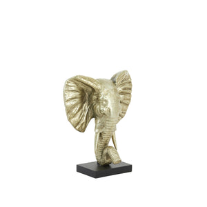 Ornament on Base 30 x 15 x 35.5cm ELEPHANT Light Gold - ORNAMENTS - Beattys of Loughrea