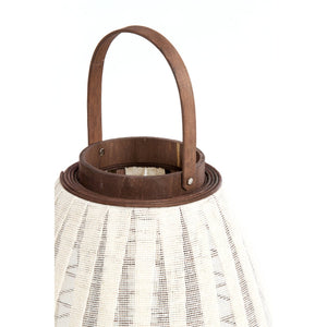 Hurricane Lantern 32 x 40cm DAZIO Linen Natural & Dark Brown Wood - Beattys of Loughrea | www.beattys.ie