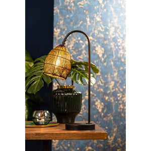 Table Lamp 23 x 18 x 60cm MEYA Matt Black & Gold - TABLE/BEDSIDE LAMPS - Beattys of Loughrea