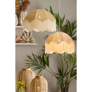 Hanging Pendant 40 x 33cm MALACIA Raffia Natural & Cream - CEILING LIGHTS - Beattys of Loughrea