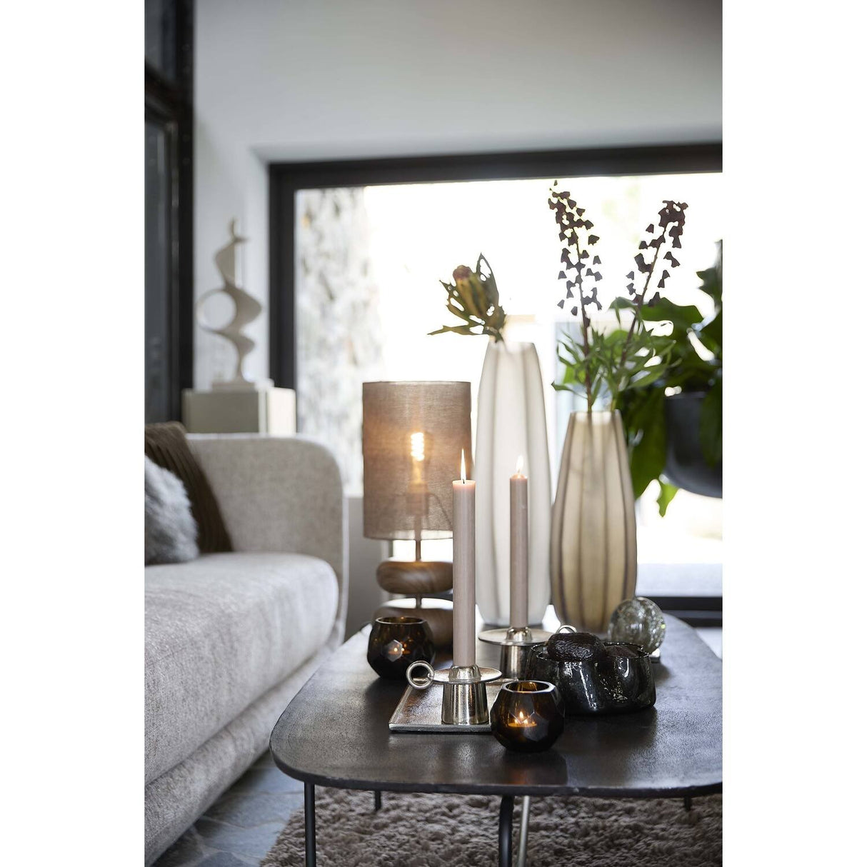 Table Lamp 22 x 50.5cm DANIALO Wood Print Dark Brown - TABLE/BEDSIDE LAMPS - Beattys of Loughrea