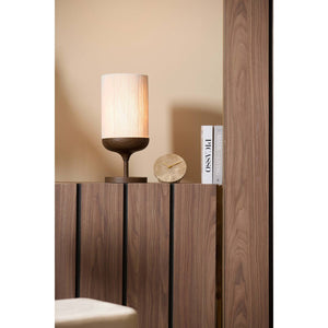 Table Lamp 22.5 x 50cm DANIA Wood Print Dark Brown & Rope Cream - TABLE/BEDSIDE LAMPS - Beattys of Loughrea
