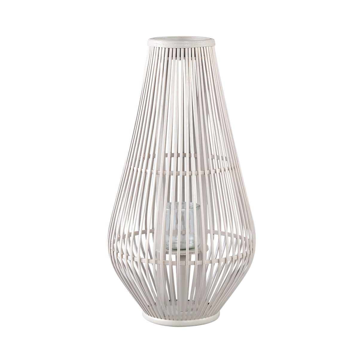 Lysia 68cm Sand Round Bamboo Lantern with Glass - CANDLE HOLDERS / Lanterns - Beattys of Loughrea