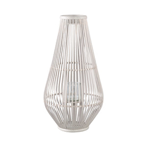 Lysia 68cm Sand Round Bamboo Lantern with Glass - CANDLE HOLDERS / Lanterns - Beattys of Loughrea