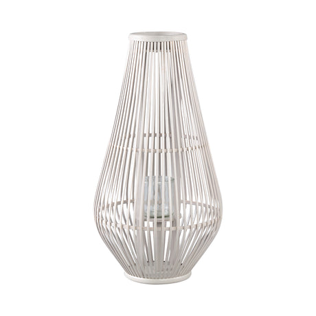 Lysia 68cm Sand Round Bamboo Lantern with Glass - CANDLE HOLDERS / Lanterns - Beattys of Loughrea
