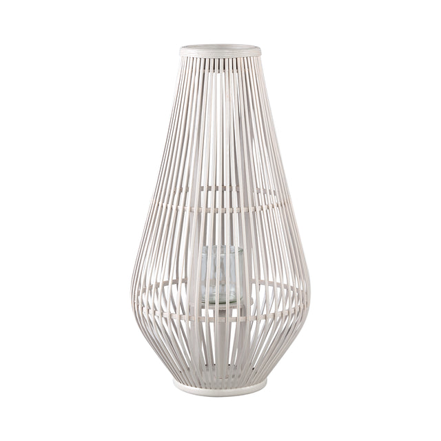 Lysia 68cm Sand Round Bamboo Lantern with Glass - CANDLE HOLDERS / Lanterns - Beattys of Loughrea