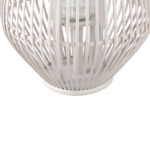 Lysia 68cm Sand Round Bamboo Lantern with Glass - CANDLE HOLDERS / Lanterns - Beattys of Loughrea