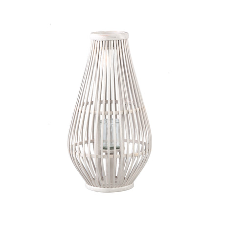 Lysia 48cm Sand Round Bamboo Lantern with Glass - CANDLE HOLDERS / Lanterns - Beattys of Loughrea