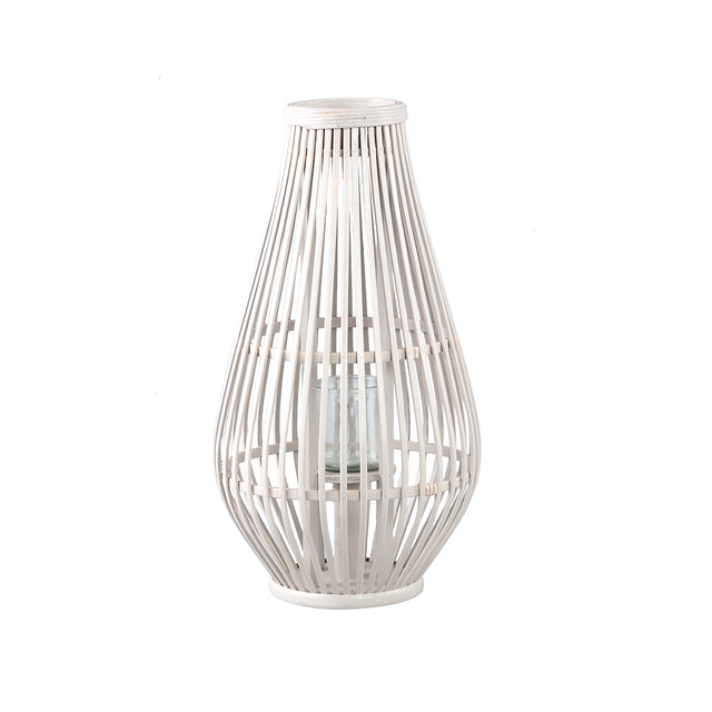 Lysia 48cm Sand Round Bamboo Lantern with Glass - CANDLE HOLDERS / Lanterns - Beattys of Loughrea