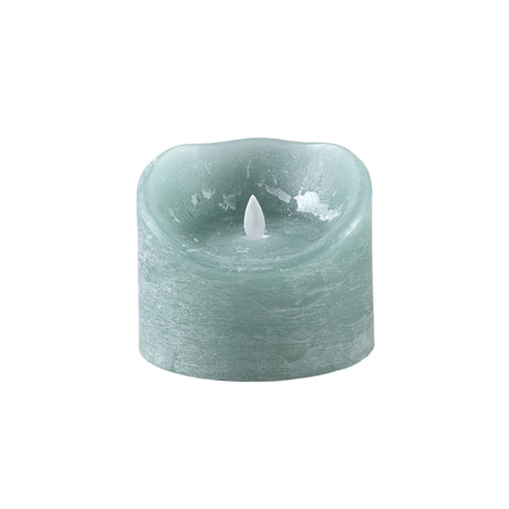 12cm Led Light Candle Rustic Teal Moveable Flame - BATTERY LED CANDLES - Beattys of Loughrea