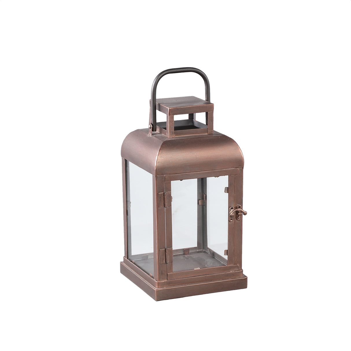 Vitoria 32cm Copper Rectangular Lantern with Glass - CANDLE HOLDERS / Lanterns - Beattys of Loughrea