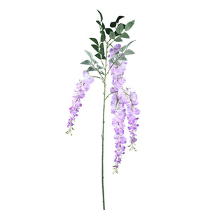 Lilac Wisteria Spray with Leaves Artificial Flower - FLOWERS - PAPER/PLASTIC - Beattys of Loughrea