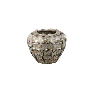 Cedric 18cm Cream Ceramic Round Wavy Pot - PLANTER POT CLAY / CERAMIC /RESIN - Beattys of Loughrea