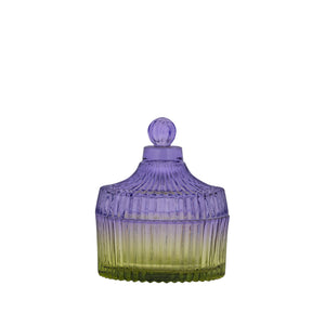 Lynis Purple and Green Ombre Glass Storage Jar with Lid Small - GLASS GIFTWARE - DEC STONES - Beattys of Loughrea