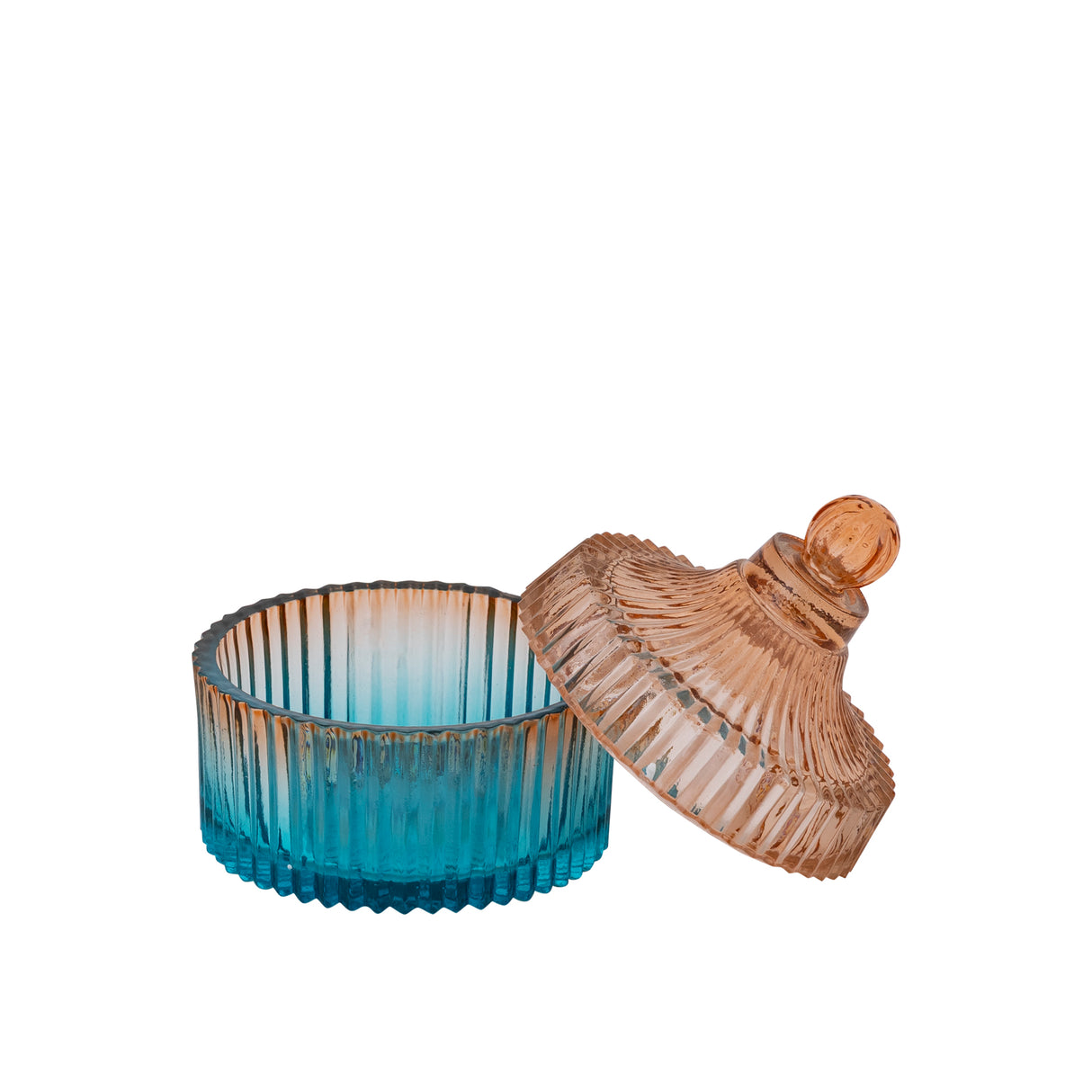 Lynis Brown and Blue Ombre Glass Storage Jar with Lid Small - GLASS GIFTWARE - DEC STONES - Beattys of Loughrea