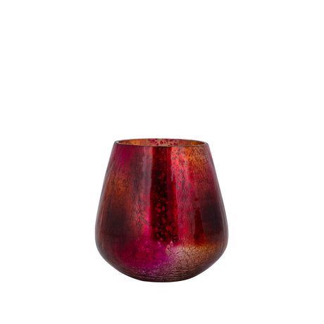 Mayna 10cm Pink Orange Glass T - light Holder Crackle - CANDLE HOLDERS / Lanterns - Beattys of Loughrea