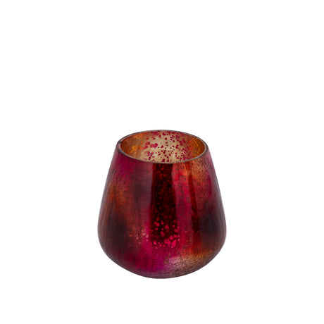Mayna 10cm Pink Orange Glass T - light Holder Crackle - CANDLE HOLDERS / Lanterns - Beattys of Loughrea