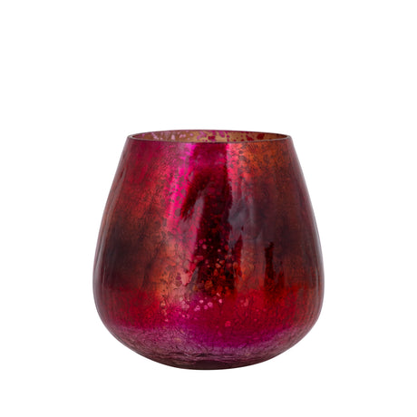 Mayna 12cm Pink Orange Glass T - light Holder Crackle - CANDLE HOLDERS / Lanterns - Beattys of Loughrea