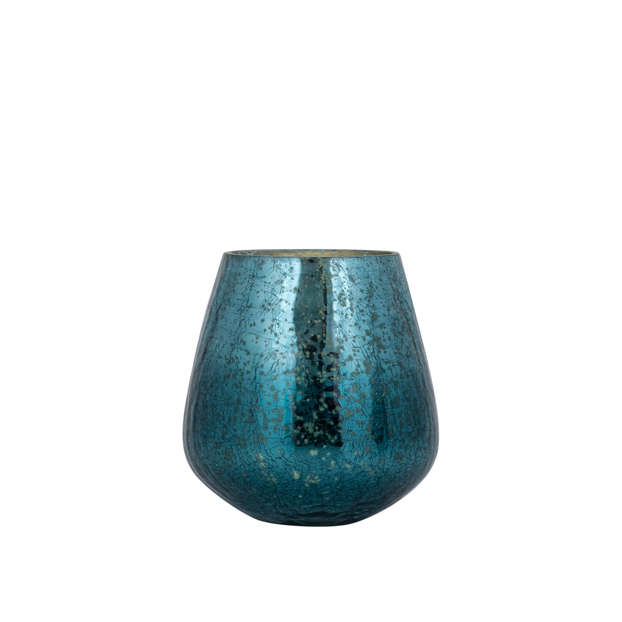 Mayna 10cm Teal Green Glass T - light Holder Crackle - CANDLE HOLDERS / Lanterns - Beattys of Loughrea
