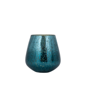 Mayna 10cm Teal Green Glass T - light Holder Crackle - CANDLE HOLDERS / Lanterns - Beattys of Loughrea