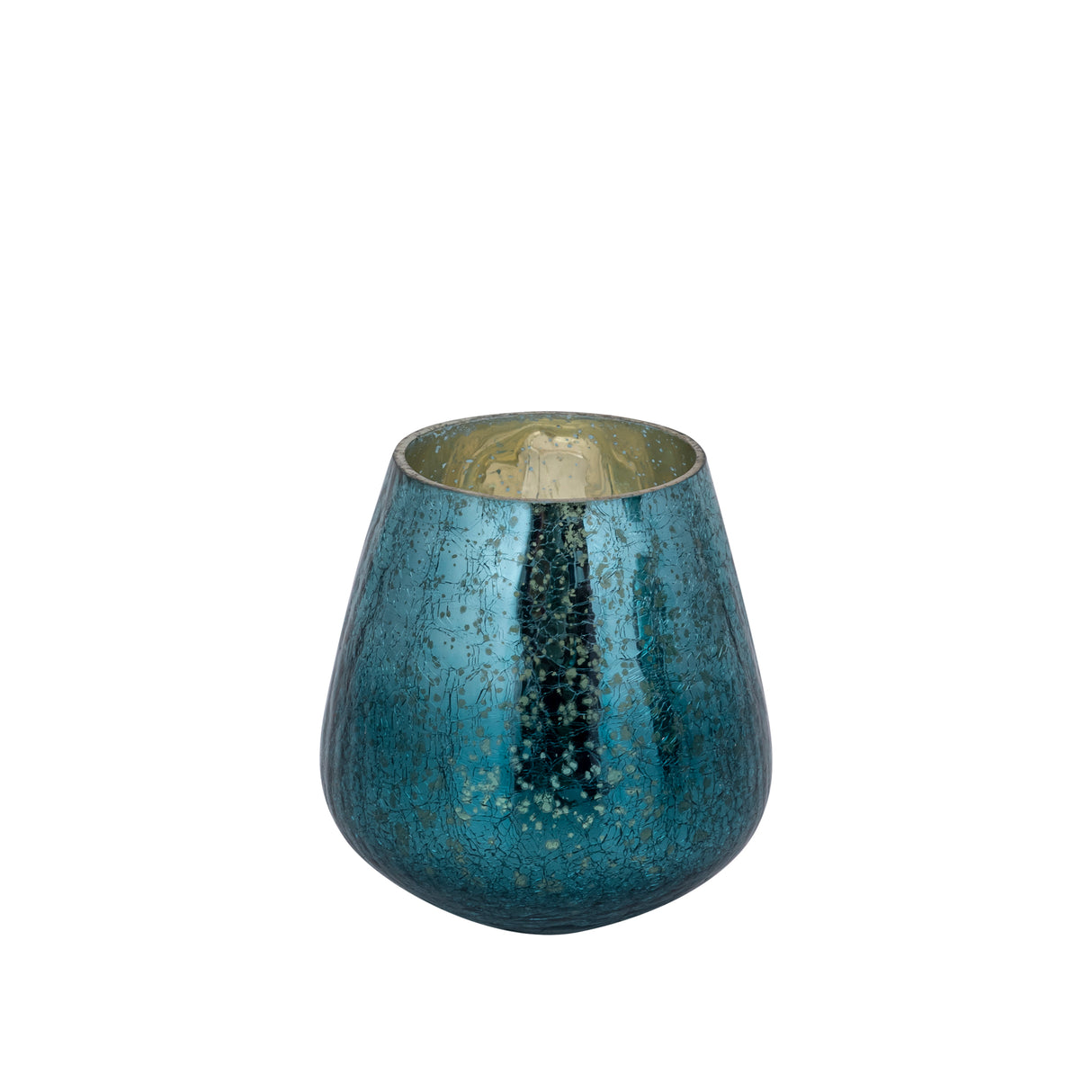 Mayna 10cm Teal Green Glass T - light Holder Crackle - CANDLE HOLDERS / Lanterns - Beattys of Loughrea