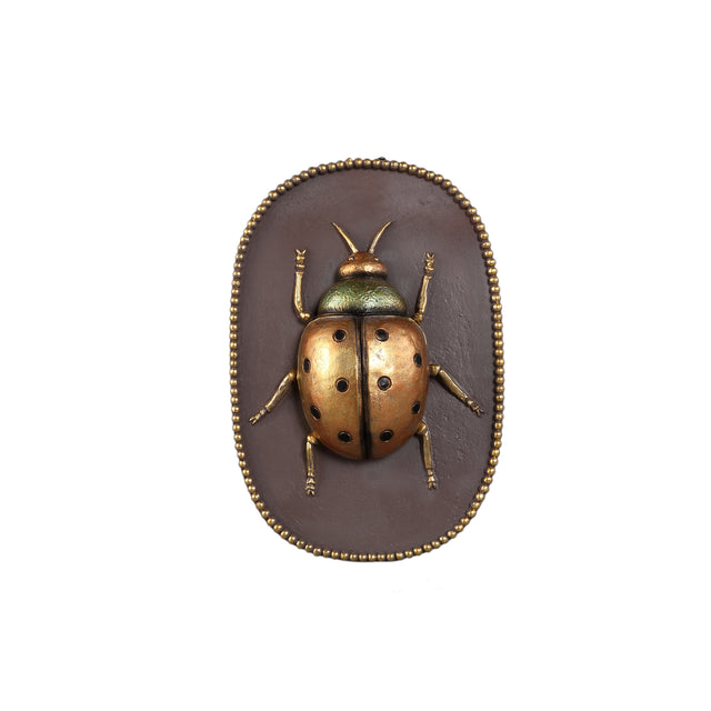 Adalay Gold Ladybug Wall Hanger 14cm - GARDEN ORNAMENTS INCL SOLAR - Beattys of Loughrea