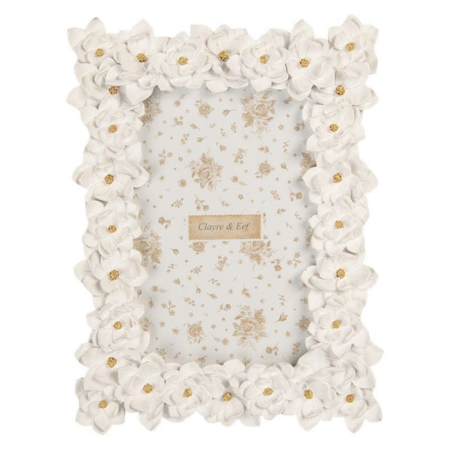 Photo Frame 10x15 cm White Flowers - PHOTO FRAMES - PLATED, GILT, STONE - Beattys of Loughrea