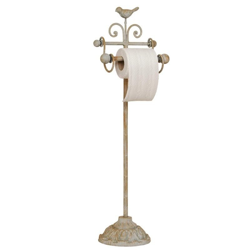 Free - standing Toilet Paper Holder 22 x 10 x 69cm Beige Iron Bird - BATHROOM T/BRUSH, CADDY, TOWEL RAIL & HOLDERS ACCESSORI - Beattys of Loughrea