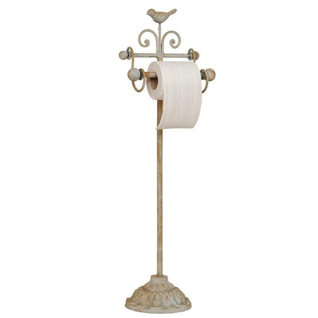 Free - standing Toilet Paper Holder 22 x 10 x 69cm Beige Iron Bird - BATHROOM T/BRUSH, CADDY, TOWEL RAIL & HOLDERS ACCESSORI - Beattys of Loughrea