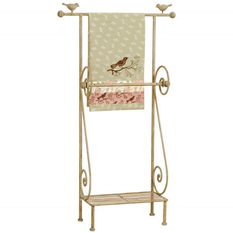 Free - standing Towel Rack 55 x 18 x 97cm Beige Brown Iron Bird - OCCASIONAL FURNITURE - Beattys of Loughrea
