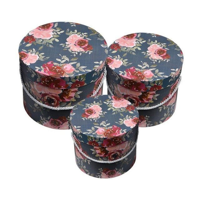 Storage Box Set of 3 Pink Cardboard Flowers - ORNAMENTS - Beattys of Loughrea