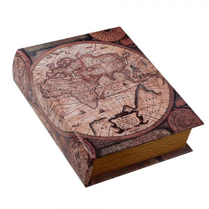 Storage Box Set of 3 Books Maps Brown Wood Rectangle - ORNAMENTS - Beattys of Loughrea