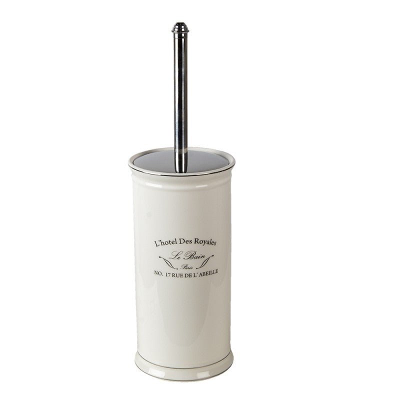 Toilet Brush with Holder 24cm White Ceramic Round Classic - BATHROOM T/BRUSH, CADDY, TOWEL RAIL & HOLDERS ACCESSORI - Beattys of Loughrea