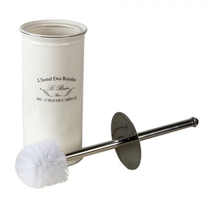 Toilet Brush with Holder 24cm White Ceramic Round Classic - BATHROOM T/BRUSH, CADDY, TOWEL RAIL & HOLDERS ACCESSORI - Beattys of Loughrea