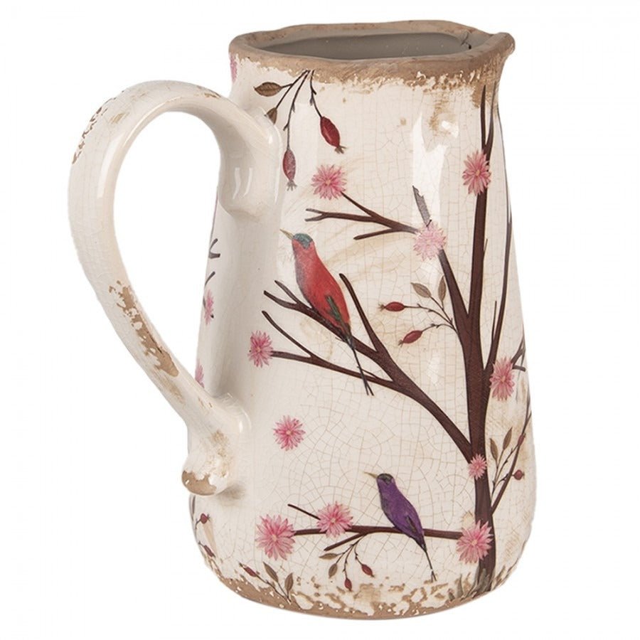 Decorative Jug 16 x 12 x 18cm Beige Brown Ceramic Branches - FLOWERPOT/VASE/JUG 1 - Beattys of Loughrea