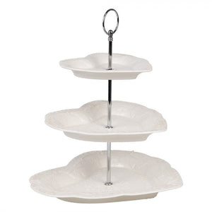 Etagere 3 Tier White Ceramic Heart - Shaped Cake Stand 26 x 31cm - GENERAL LOOSE WARE - Beattys of Loughrea