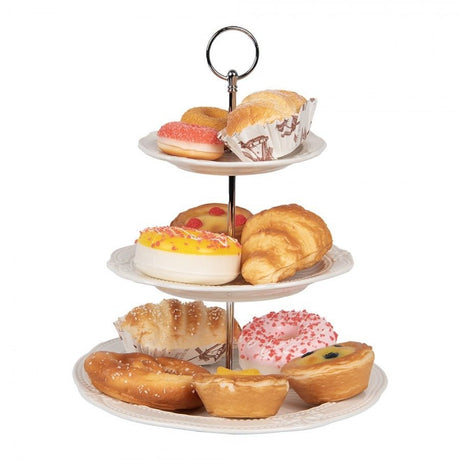 Etagere 3 Tier White Ceramic Cake Stand 26 x 31cm - GENERAL LOOSE WARE - Beattys of Loughrea