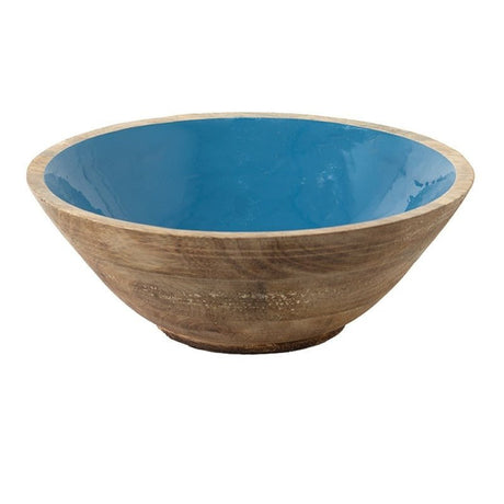 Decorative Bowl 25 x 10cm Blue Brown Wood Round - MUG SETS - Beattys of Loughrea