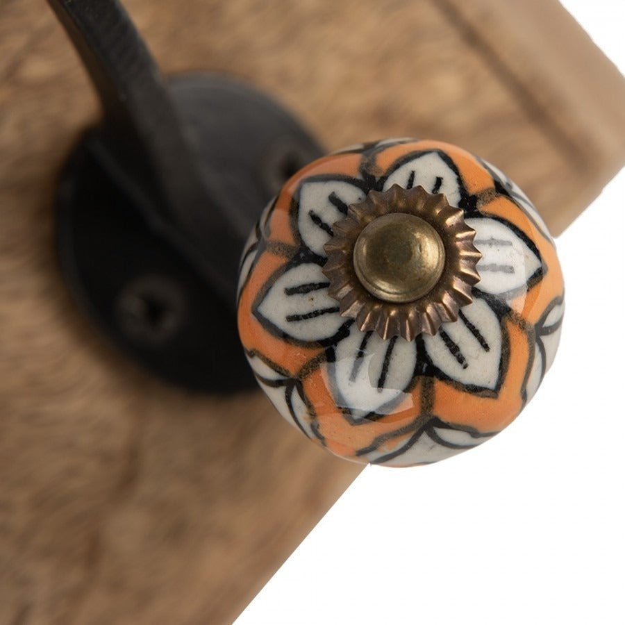 Wall Coat Rack 3 Hooks 31 x 10 x 16cm Brown Wood - HAT & COAT HOOK ON TIMBER - Beattys of Loughrea