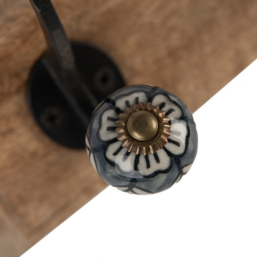 Wall Coat Rack 3 Hooks 31 x 10 x 16cm Brown Wood - HAT & COAT HOOK ON TIMBER - Beattys of Loughrea