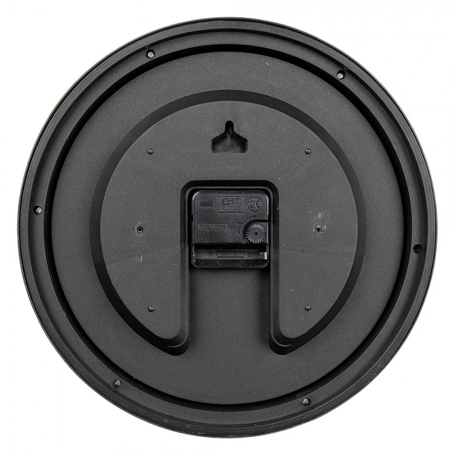 Wall Clock 23cm Black Beige Plastic Round - CLOCKS - Beattys of Loughrea