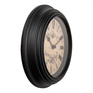 Wall Clock 23cm Black Beige Plastic Round - CLOCKS - Beattys of Loughrea