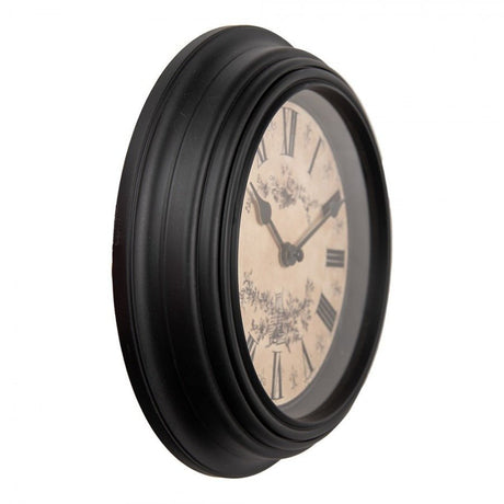 Wall Clock 23cm Black Beige Plastic Round - CLOCKS - Beattys of Loughrea
