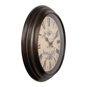 Wall Clock 31cm Brown Beige Plastic Round - CLOCKS - Beattys of Loughrea