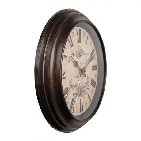 Wall Clock 31cm Brown Beige Plastic Round - CLOCKS - Beattys of Loughrea